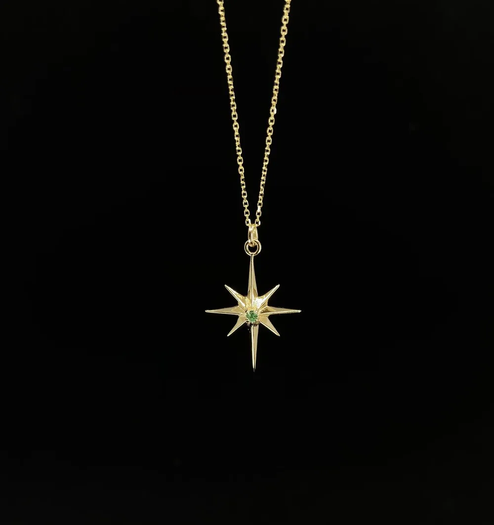 GOLD NORTHERN STAR GEMSTONE PENDANT