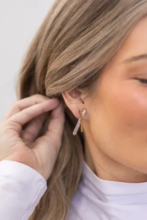 Gold Rhinestone Geometric Stud Earrings