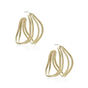 Gold Wavy Strand Hoops