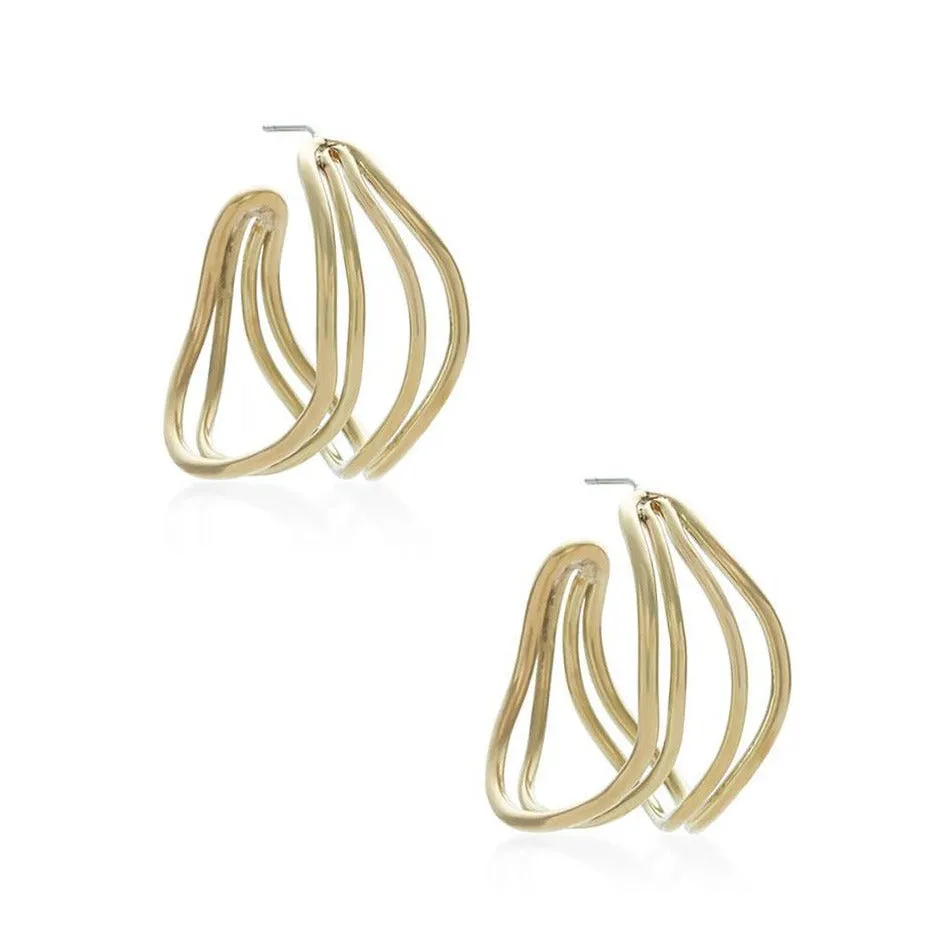 Gold Wavy Strand Hoops