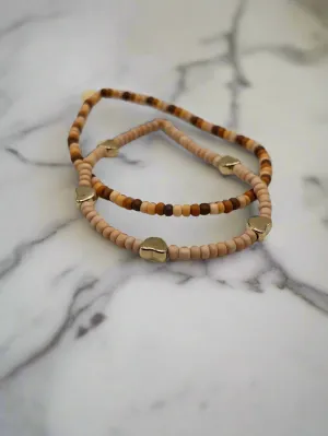 Golden Heart Beaded Bracelet Set