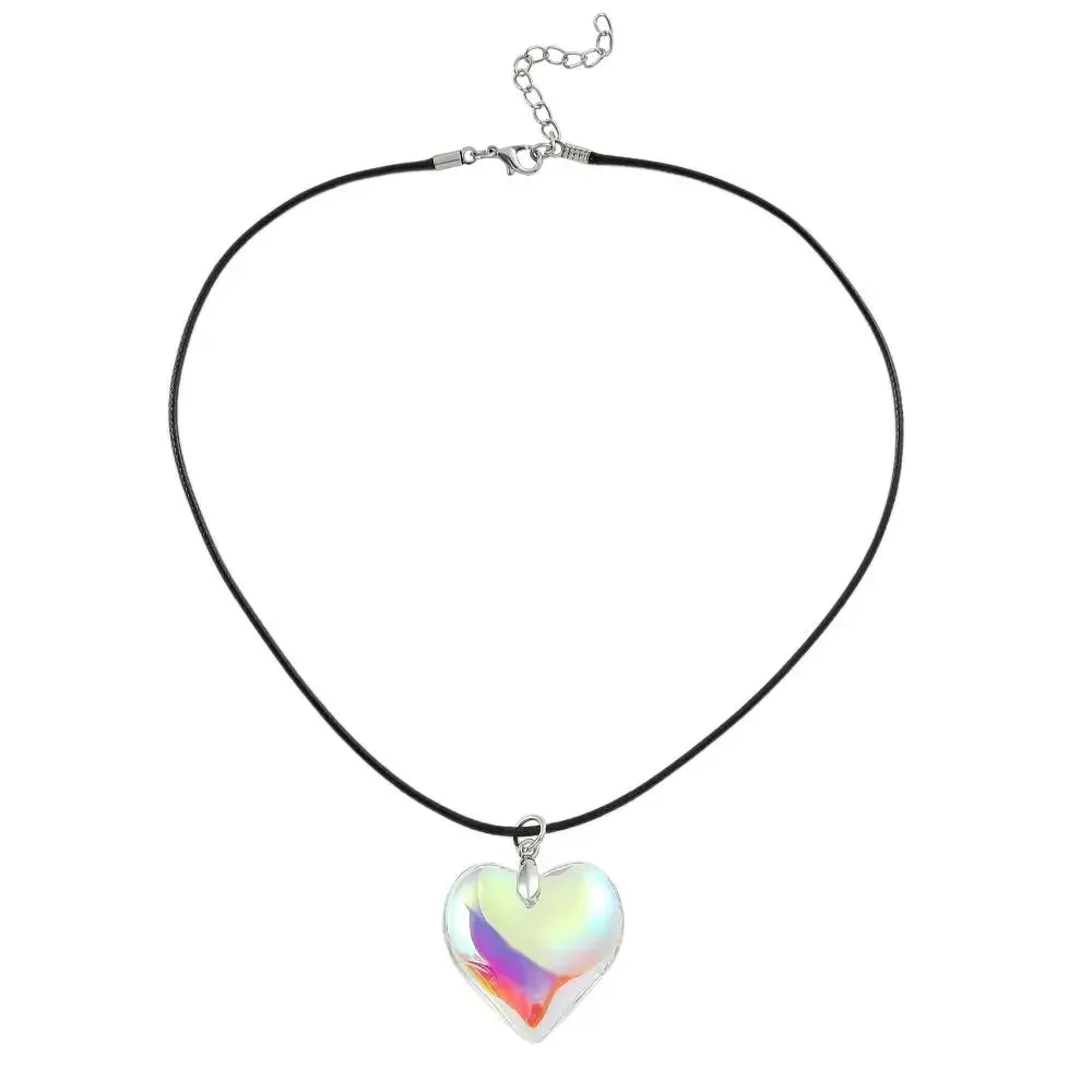 Goth Black Velvet Big Heart Pendant Choker Necklace for Women Elegant Weave Knotted Bowknot Adjustable Chain