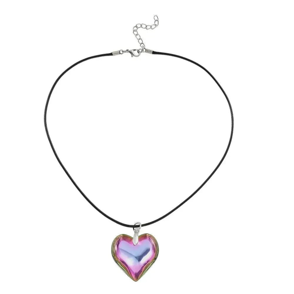 Goth Black Velvet Big Heart Pendant Choker Necklace for Women Elegant Weave Knotted Bowknot Adjustable Chain