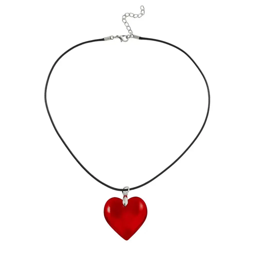 Goth Black Velvet Big Heart Pendant Choker Necklace for Women Elegant Weave Knotted Bowknot Adjustable Chain