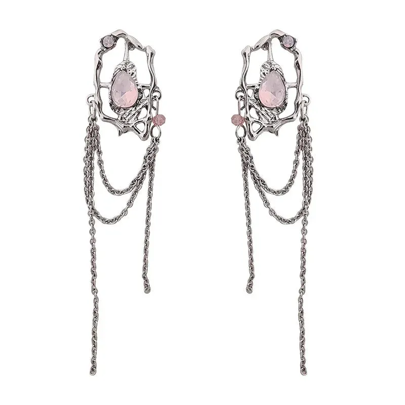 Gothic Irregular Moonstone Star Earrings – Trendy Asymmetrical Design
