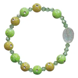Green Flower Acrylic Children’s Rosary Bracelet (8mm)