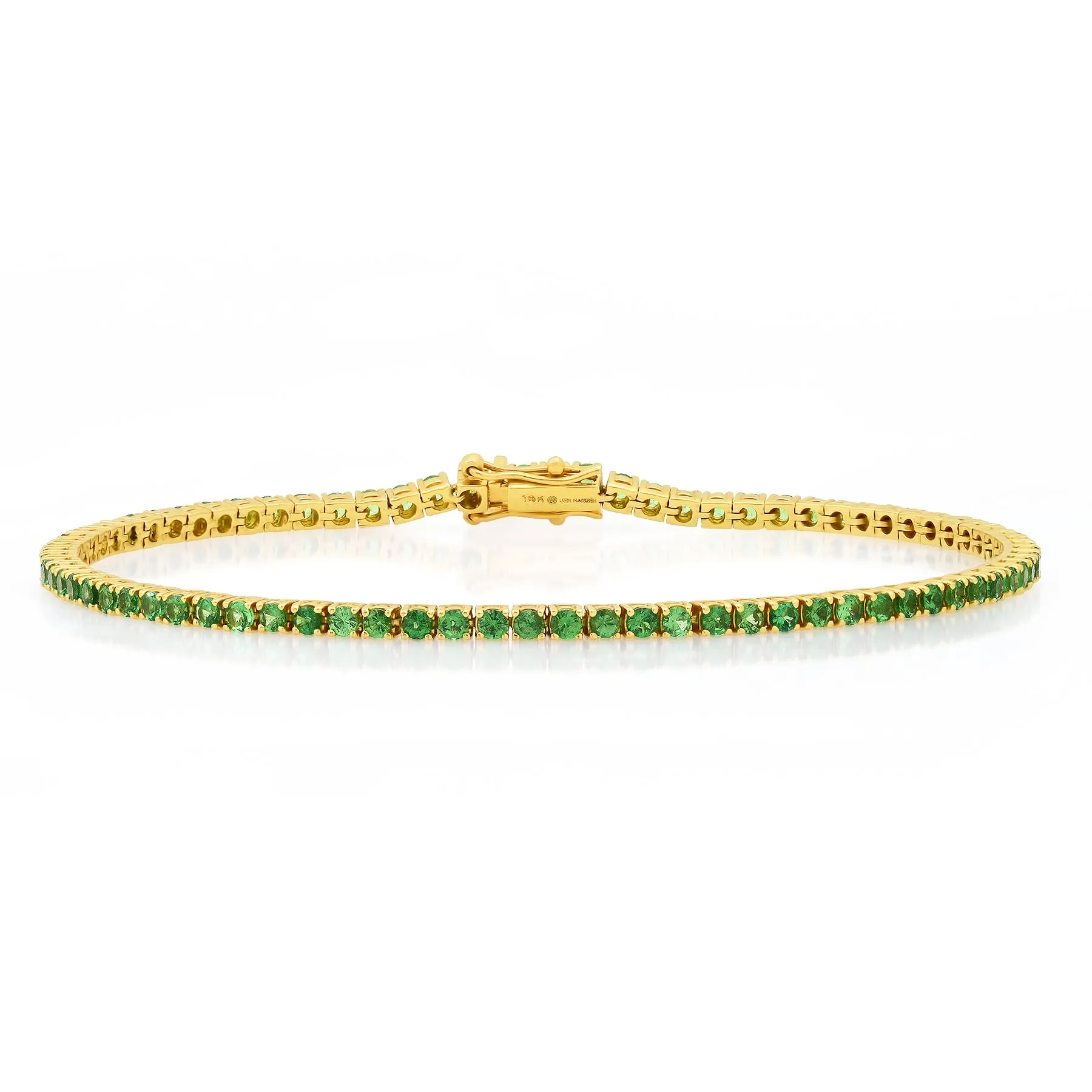GREEN TSAVORITE TENNIS BRACELET, 14kt GOLD