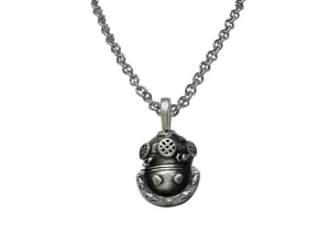 Grey Toned Divers Helmet Pendant Necklace