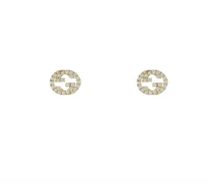 Gucci 18K Yellow Gold Interlocking G Diamond Studs