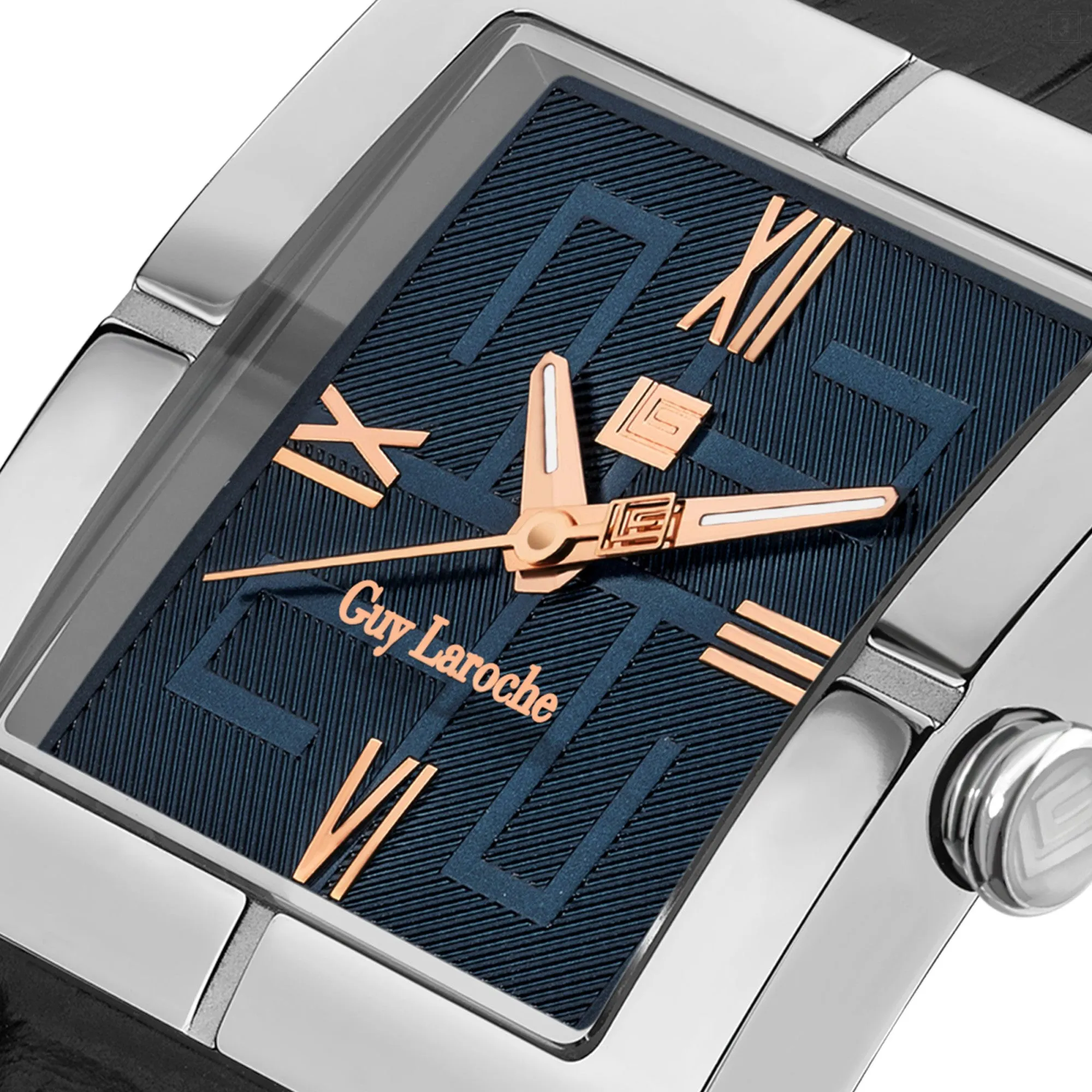 Guy Laroche Camille Gents Blue Dial Stainless Steel Leather Strap Watch