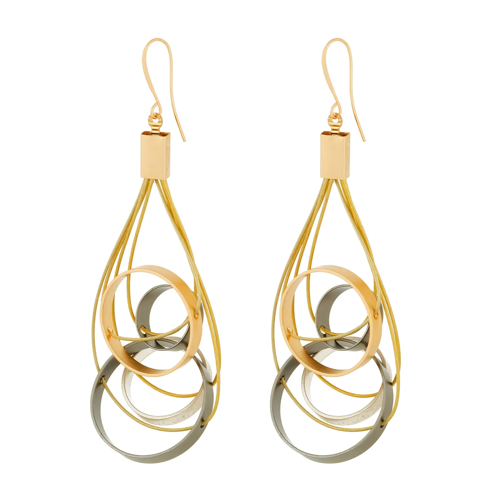 Hailey - Geometric gold & silver earrings