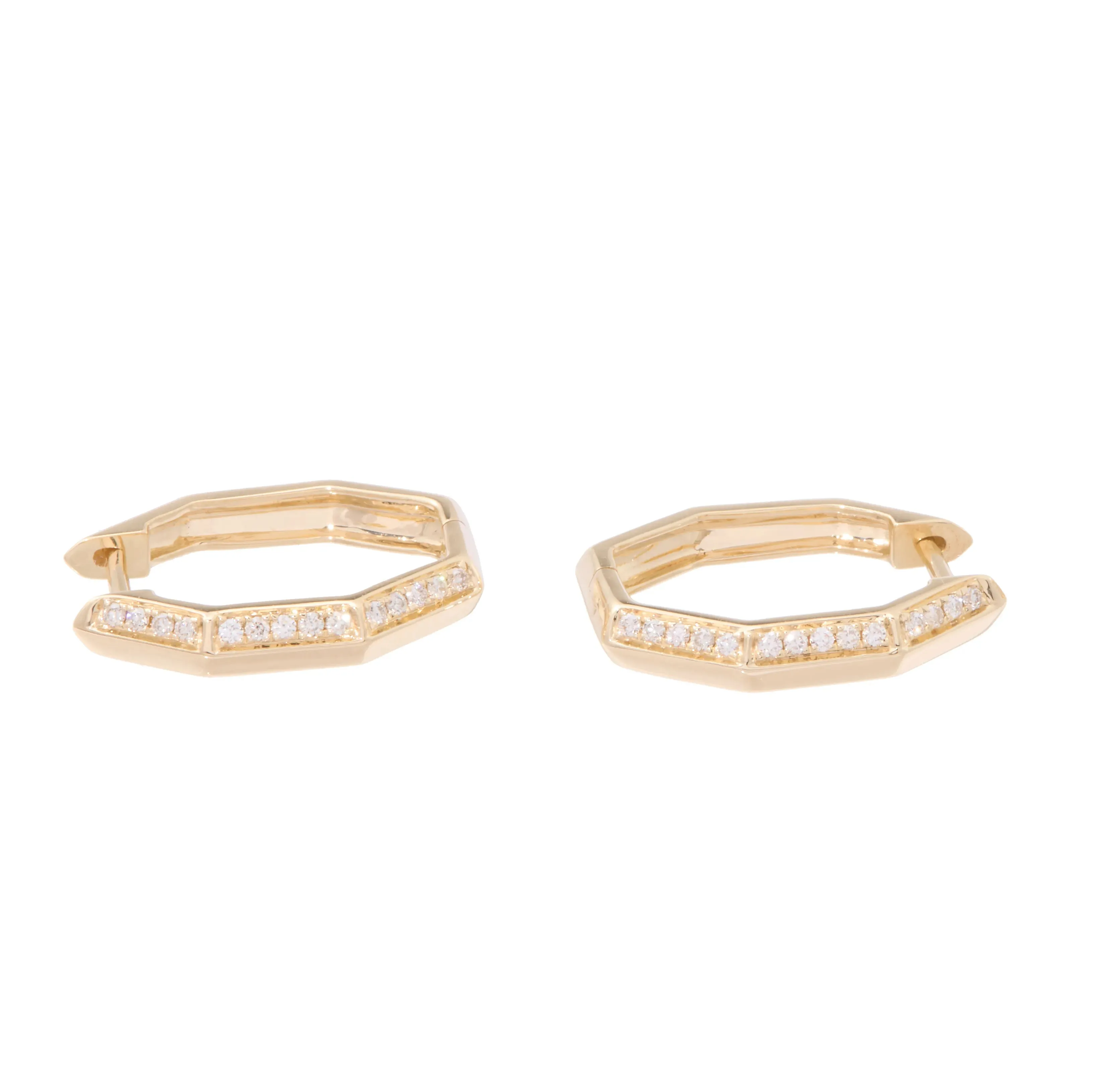 Half Gold Half Diamond Geometric Huggies