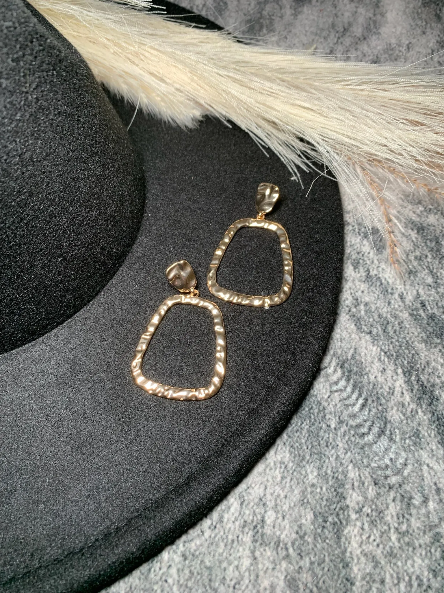 Hammered Cut Out Geo Drop Earrings