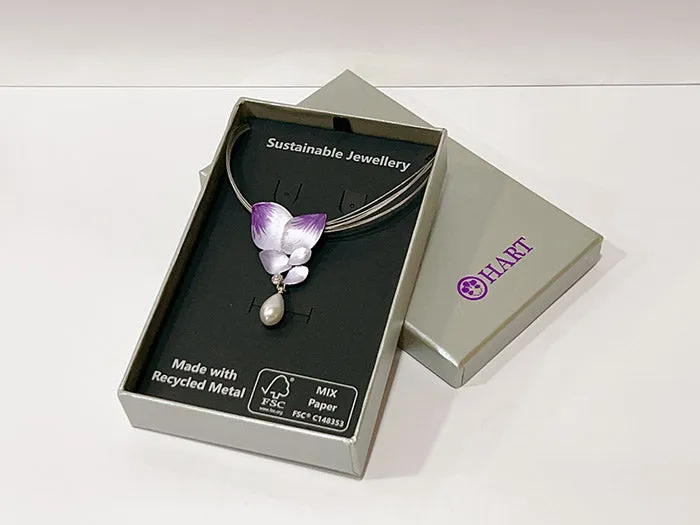 HART Purple Orchid Leaf-Shaped Choker & Earrings Series