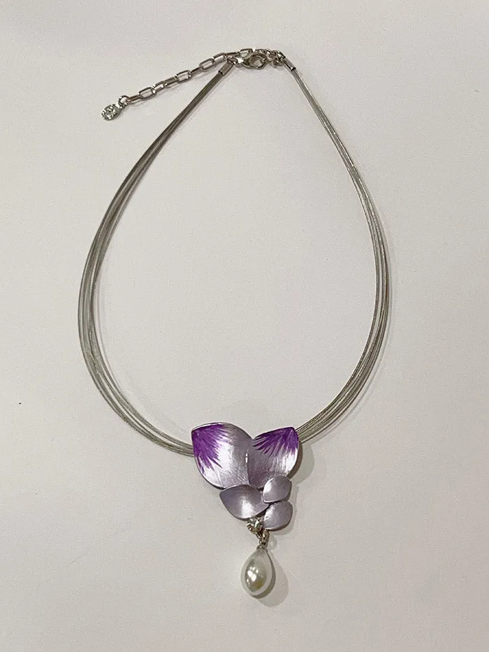 HART Purple Orchid Leaf-Shaped Choker & Earrings Series