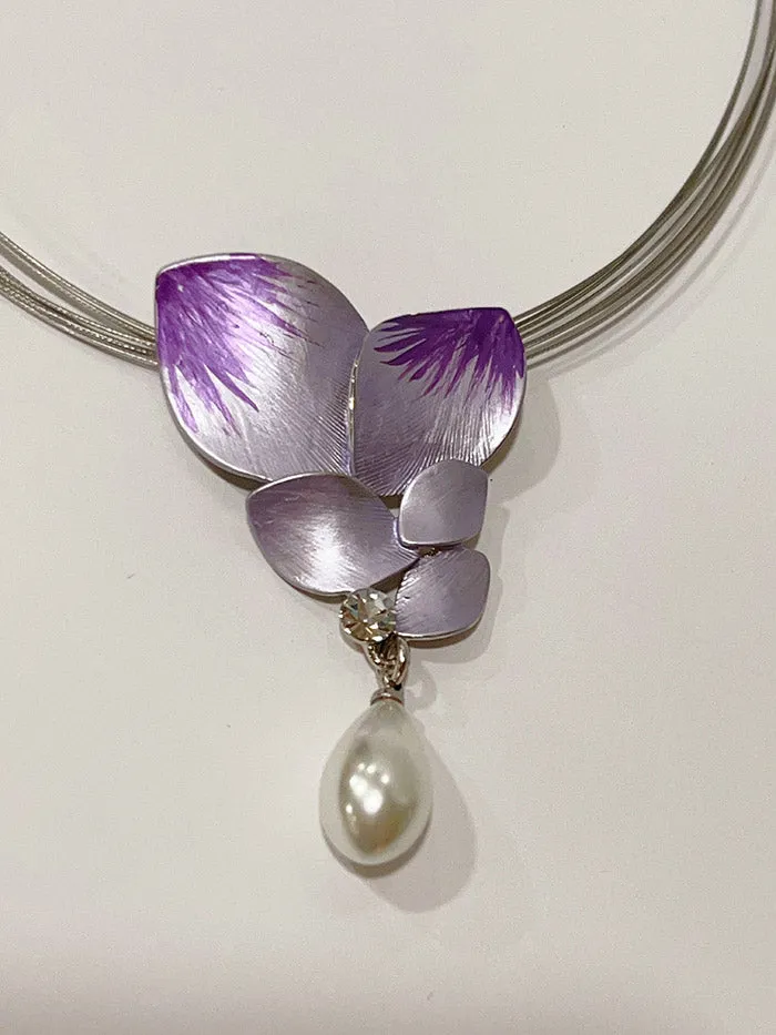 HART Purple Orchid Leaf-Shaped Choker & Earrings Series