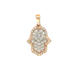 Heart Hamsa Hand 14k Gold Pendant with 0.64ct Diamond Charm - PP-10790