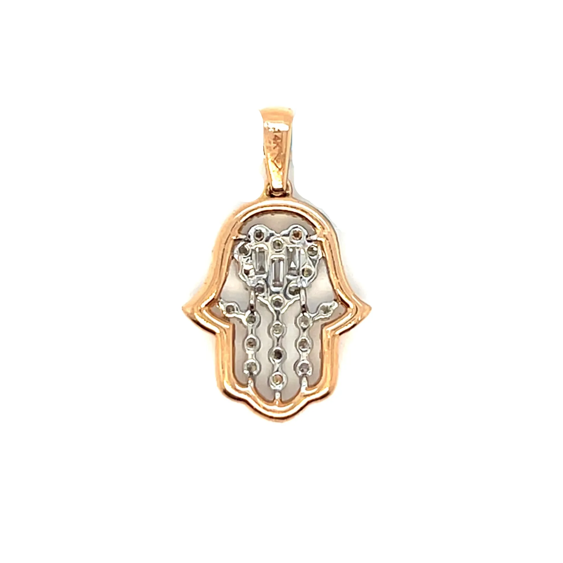 Heart Hamsa Hand 14k Gold Pendant with 0.64ct Diamond Charm - PP-10790