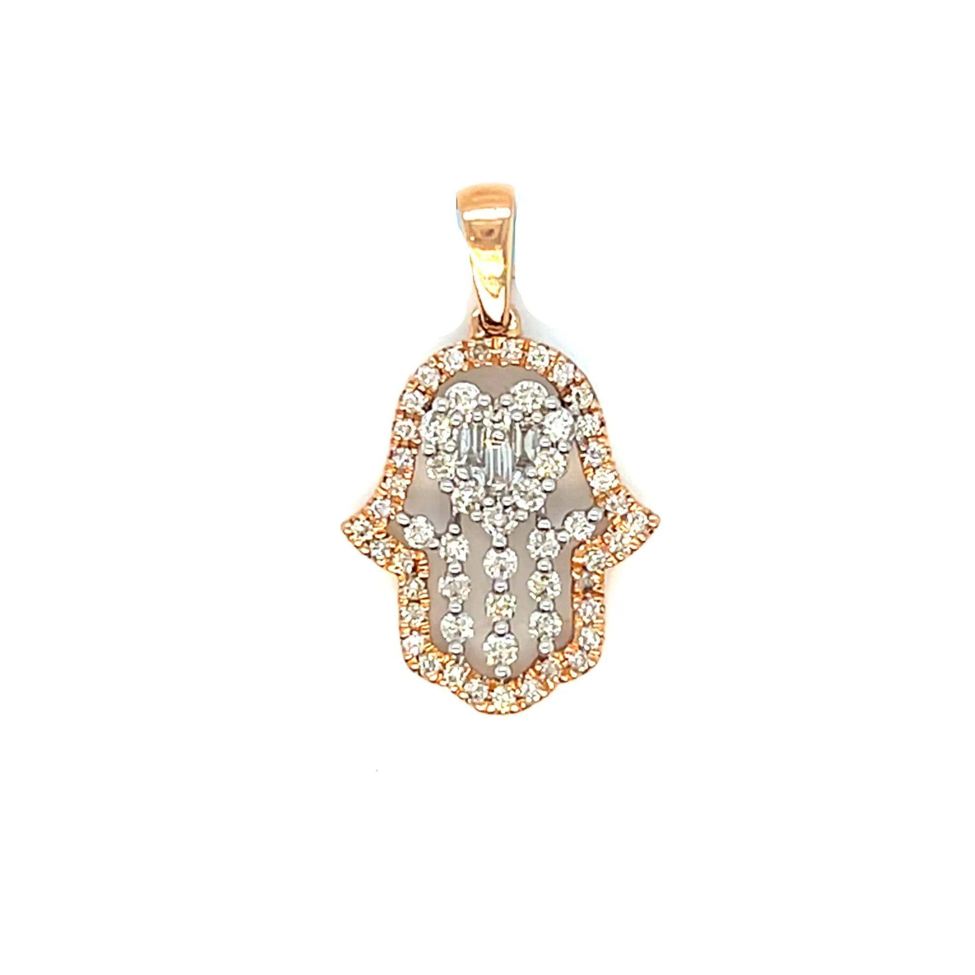 Heart Hamsa Hand 14k Gold Pendant with 0.64ct Diamond Charm - PP-10790