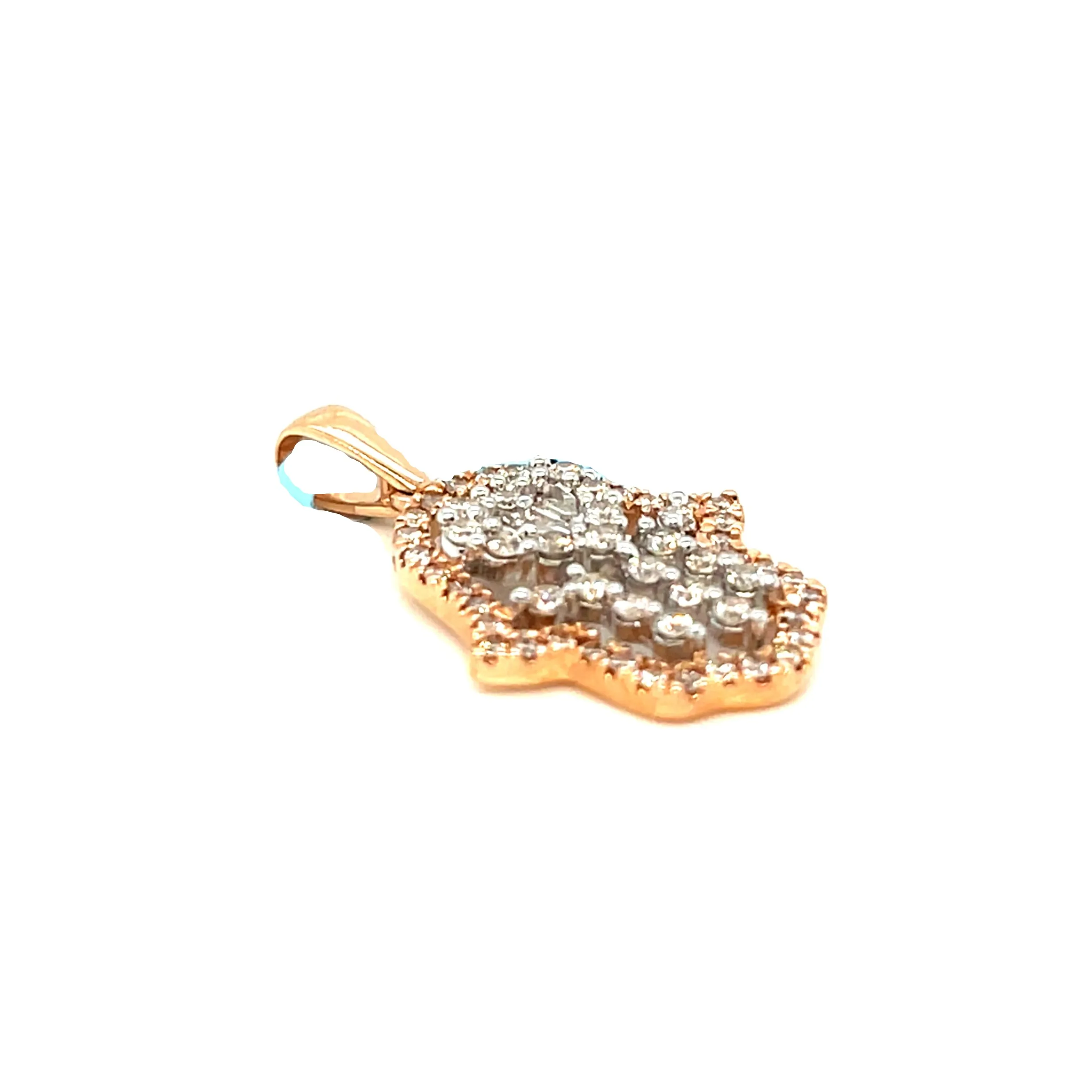 Heart Hamsa Hand 14k Gold Pendant with 0.64ct Diamond Charm - PP-10790