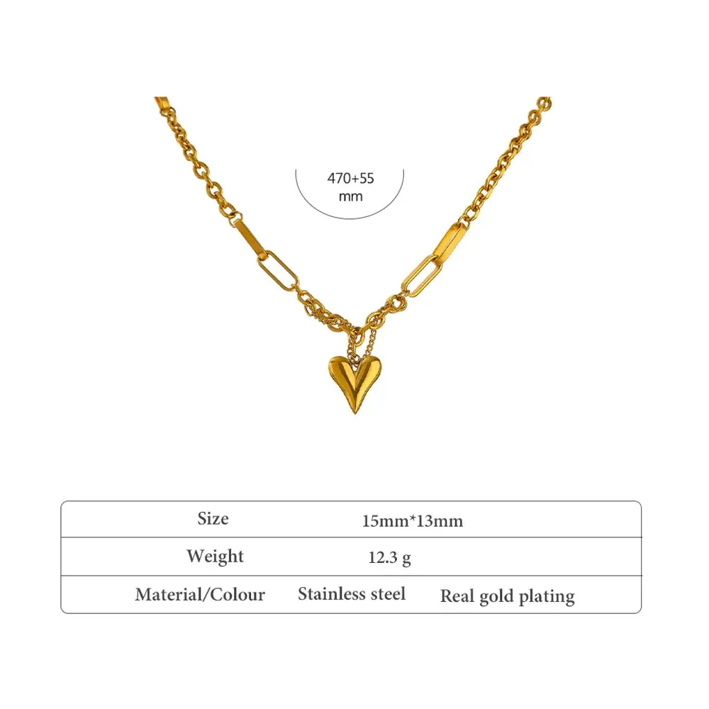 Heart Pendant Necklace for Women Metal Texture Choker Necklace Anniversary