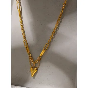 Heart Pendant Necklace for Women Metal Texture Choker Necklace Anniversary