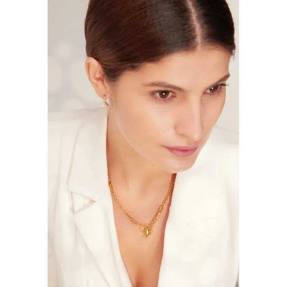 Heart Pendant Necklace for Women Metal Texture Choker Necklace Anniversary