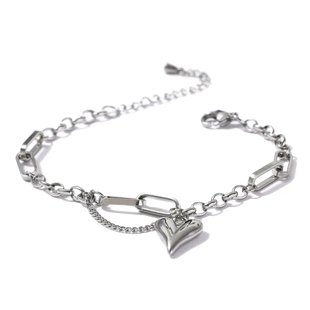 Heart Pendant Necklace for Women Metal Texture Choker Necklace Anniversary