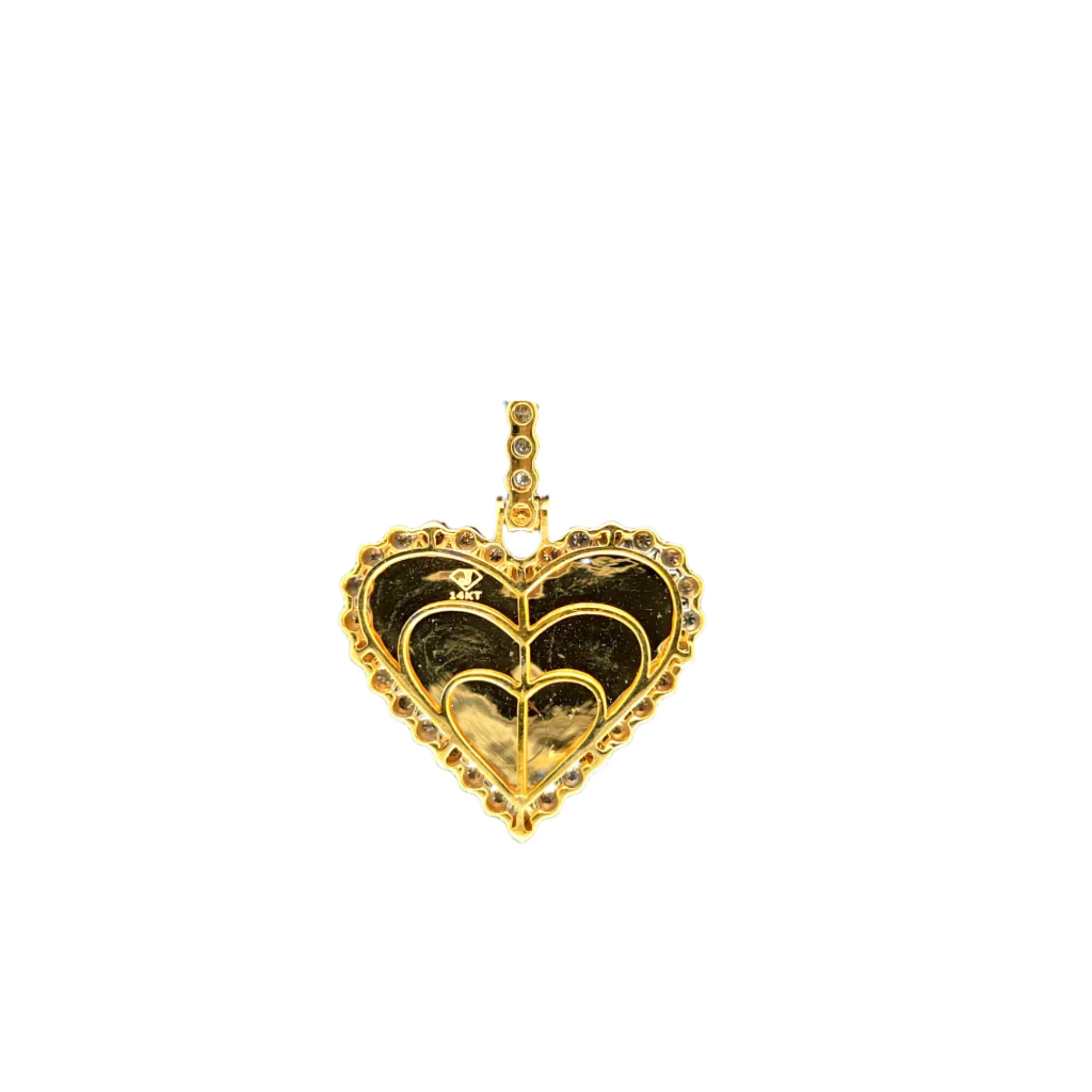 Heart Shaped .38ct Diamonds 14k Gold Memory Picture Charm Pendant - CSP21385
