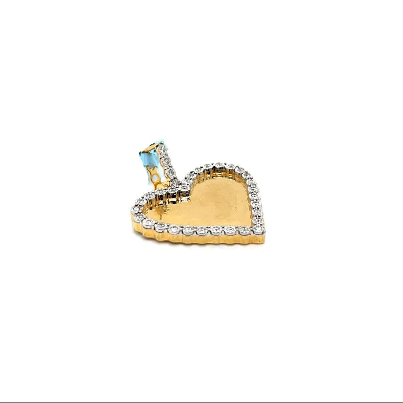 Heart Shaped .38ct Diamonds 14k Gold Memory Picture Charm Pendant - CSP21385