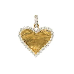 Heart Shaped .38ct Diamonds 14k Gold Memory Picture Charm Pendant - CSP21385