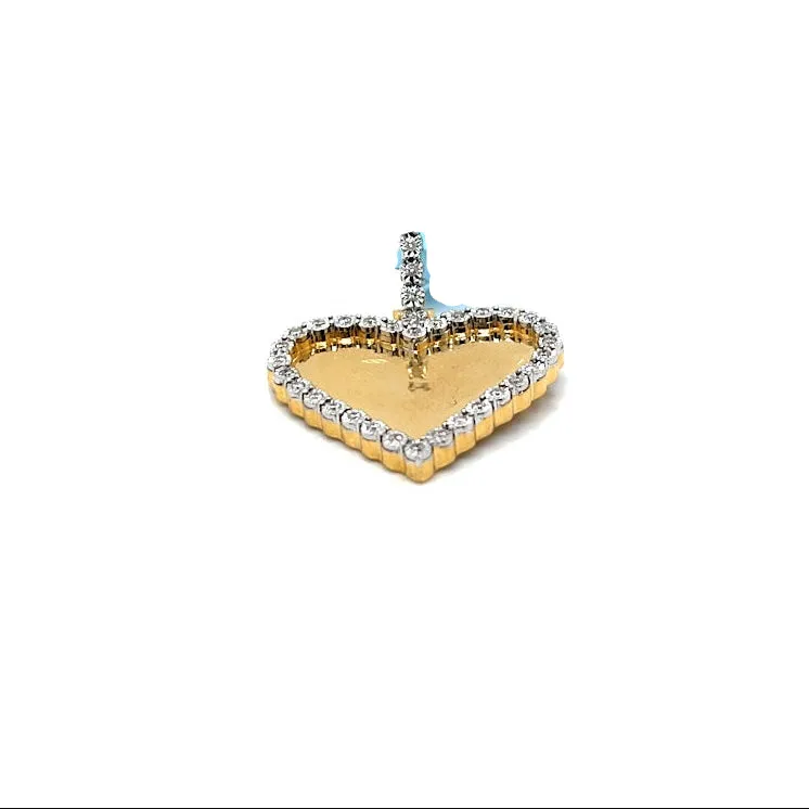 Heart Shaped .38ct Diamonds 14k Gold Memory Picture Charm Pendant - CSP21385