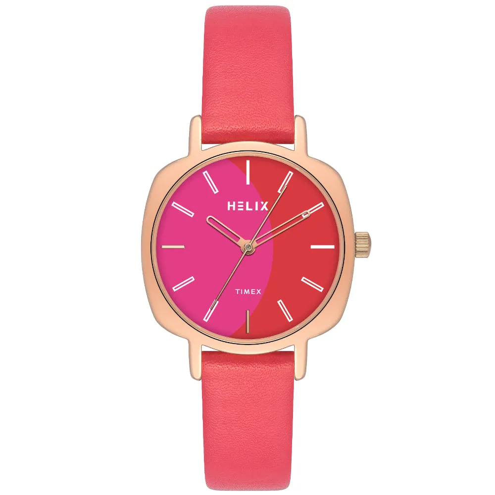 Helix Women Red/Pink Square Dial Quartz Analog Watch - TW057HL01