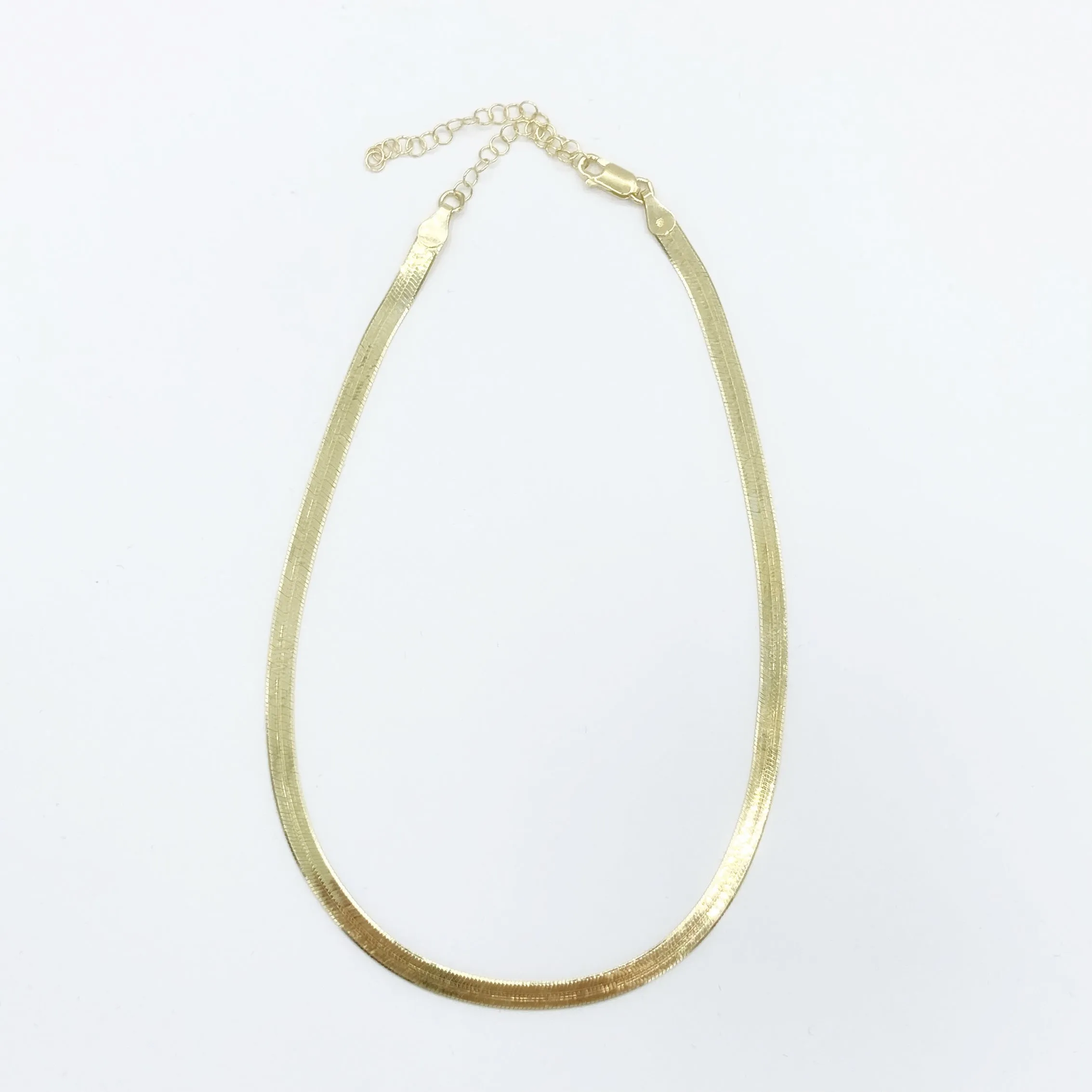Herringbone Liquid Gold Chain - Choker, 16” or 18” Necklace