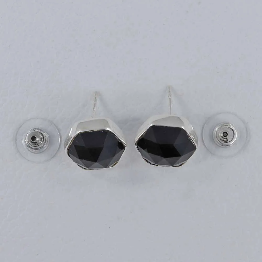 Hexagon Black Onyx Geometric Stud Earrings