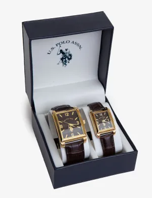 HIS AND HERS SQUARE FACE WATCH SET
