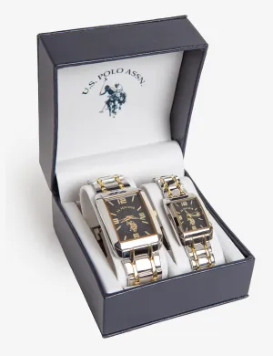 HIS AND HERS SQUARE FACE WATCH SET