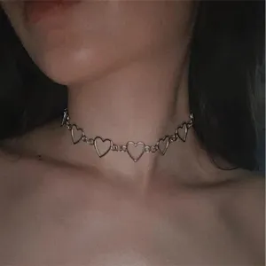 HollowLove Heart Choker Necklace Statement Girlfriend Bicolor Necklace