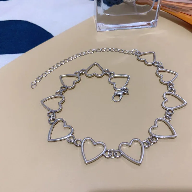 HollowLove Heart Choker Necklace Statement Girlfriend Bicolor Necklace