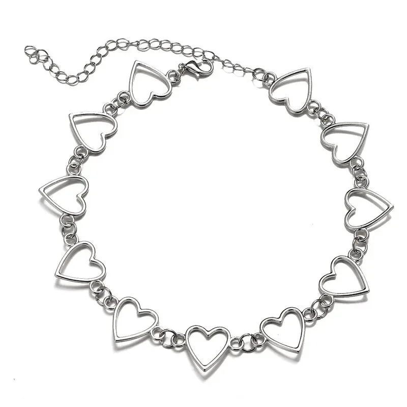 HollowLove Heart Choker Necklace Statement Girlfriend Bicolor Necklace