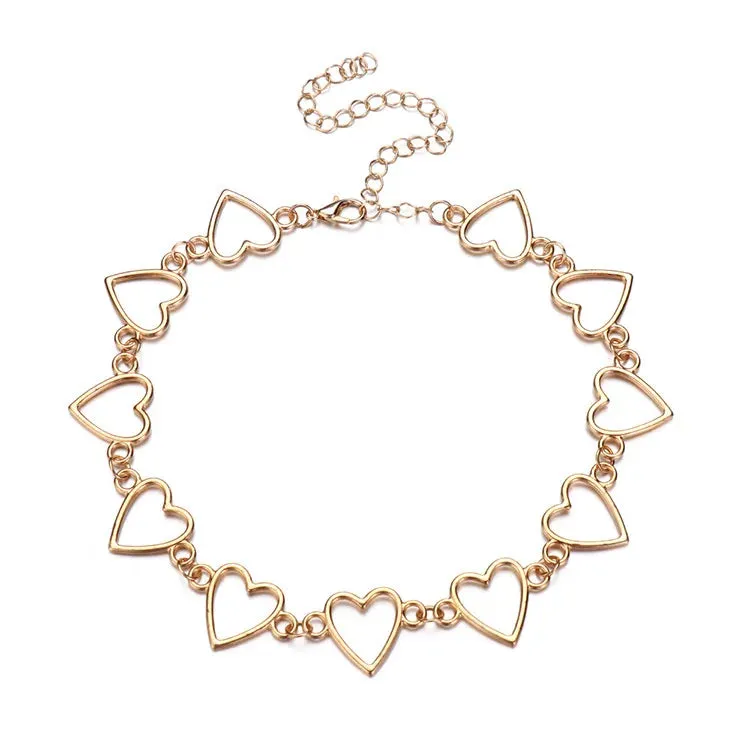 HollowLove Heart Choker Necklace Statement Girlfriend Bicolor Necklace