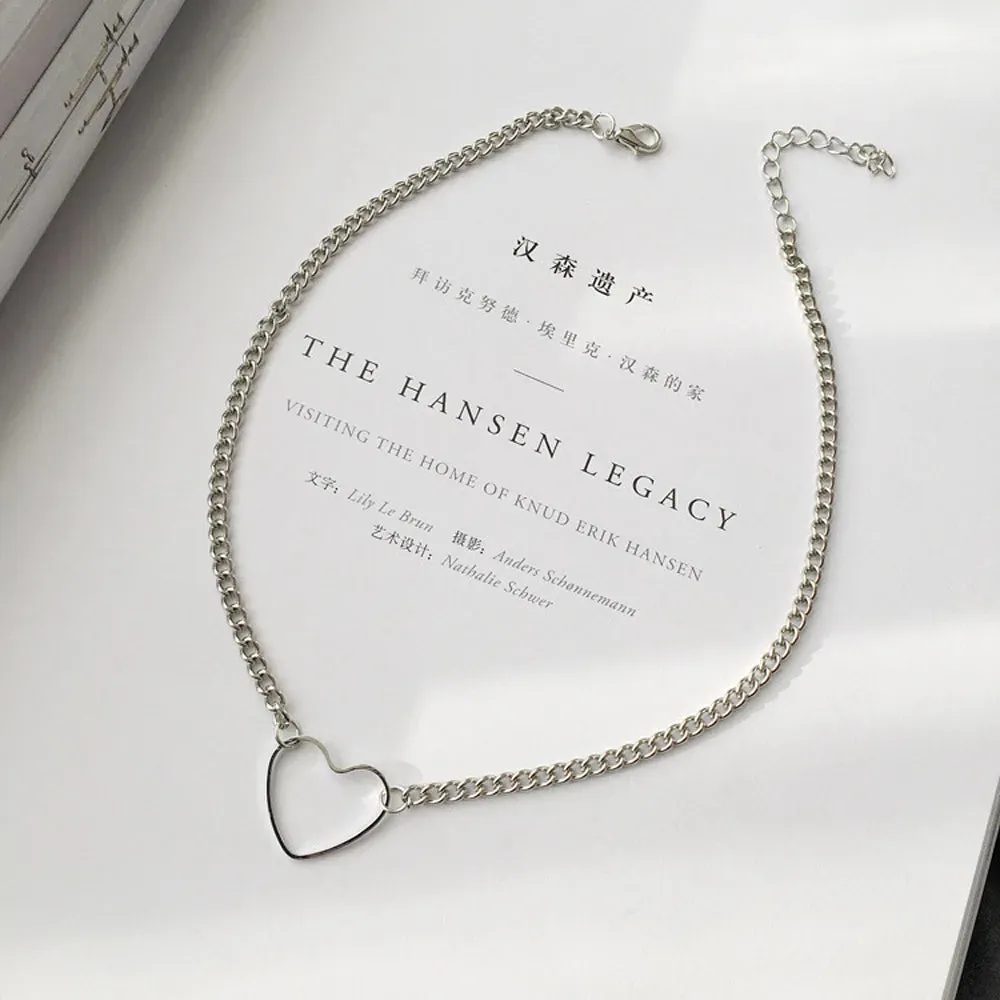 HollowLove Heart Choker Necklace Statement Girlfriend Bicolor Necklace