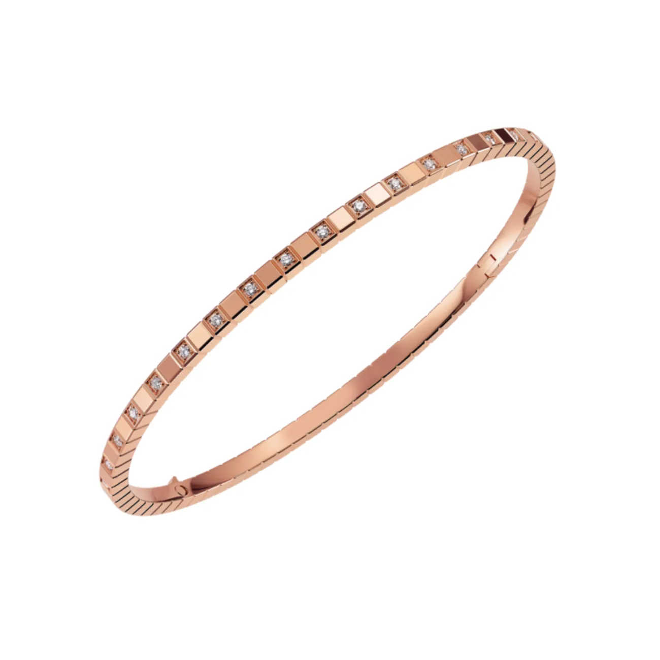 Ice Cube Ethical Rose Gold Half-Set Diamonds Bangle