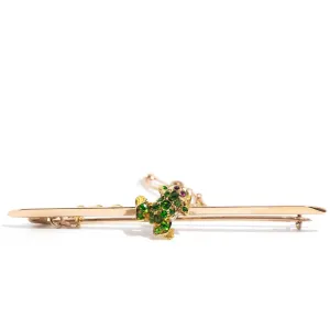 Ido Antique 1854-1931 15ct Gold Demantoid Garnet Brooch