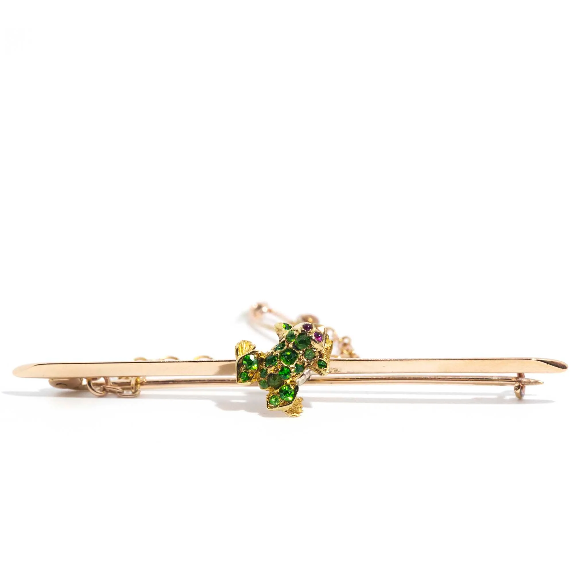 Ido Antique 1854-1931 15ct Gold Demantoid Garnet Brooch