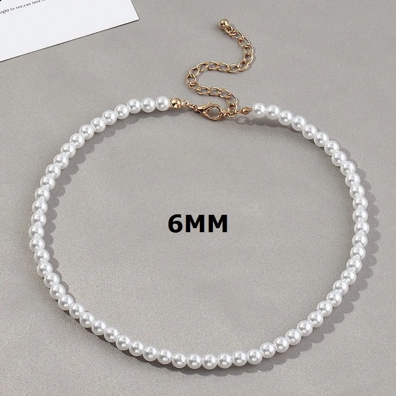 Imitation Pearl Choker Chain Goth Collar For Women