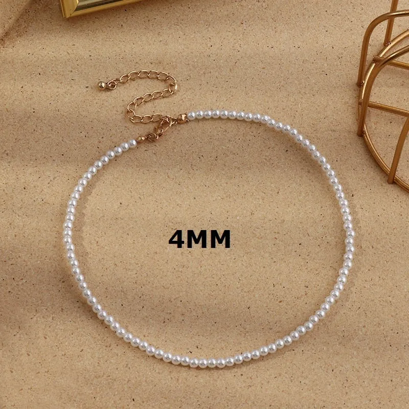 Imitation Pearl Choker Chain Goth Collar For Women