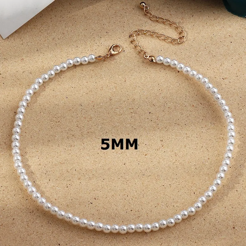 Imitation Pearl Choker Chain Goth Collar For Women