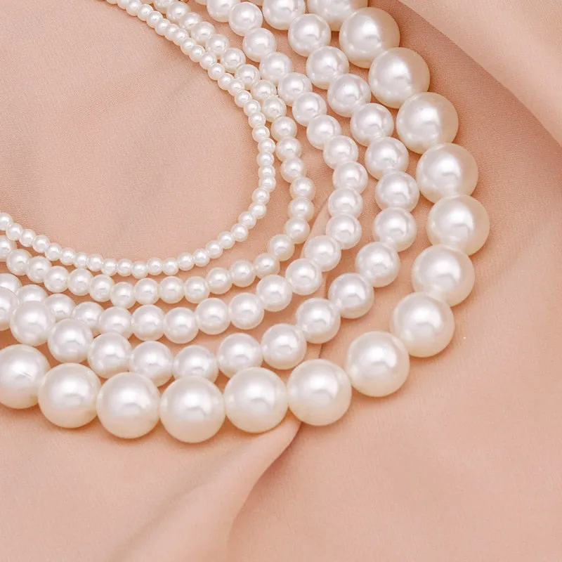 Imitation Pearl Choker Chain Goth Collar For Women