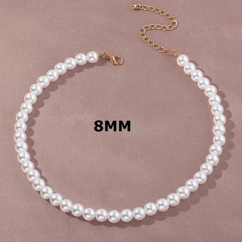 Imitation Pearl Choker Chain Goth Collar For Women